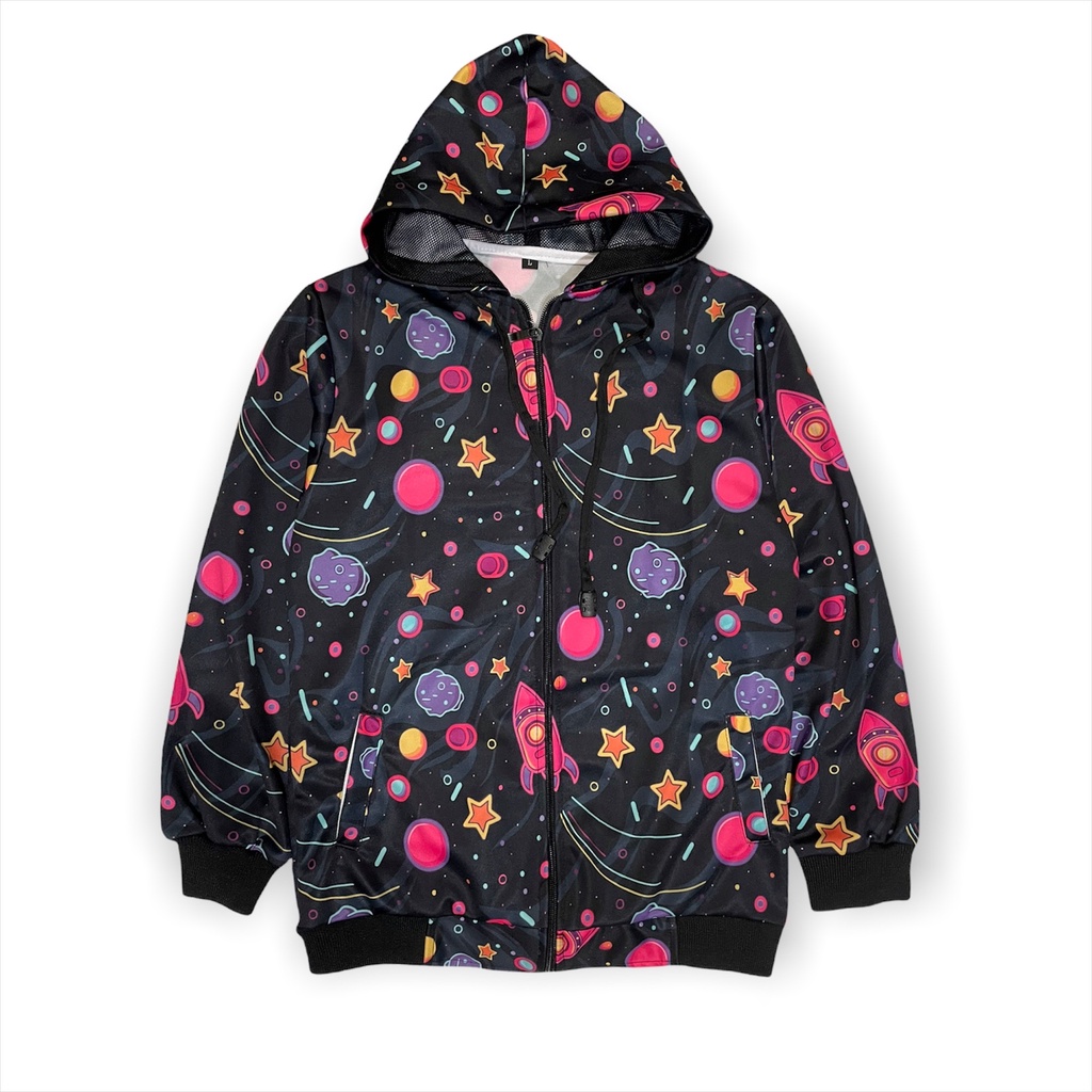 Zhavin Jaket Anak Motif Printing bahan lotto Unisex