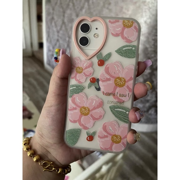 Pink Flower Heart Softcase iphone 7/8+ XS XS Max XR 11 Pro Max 12 Pro Max