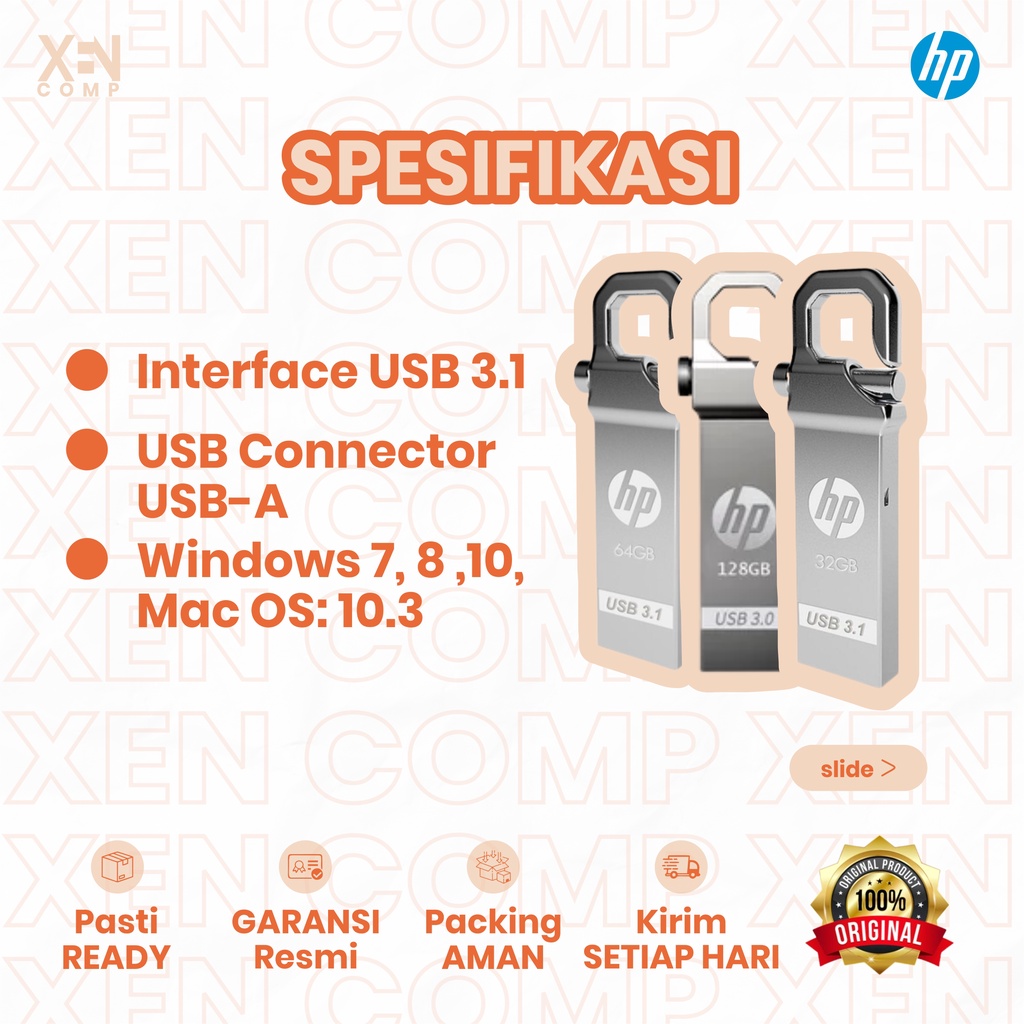 Flashdisk HP x750 32GB / 64GB / 128GB USB 3.1 Original