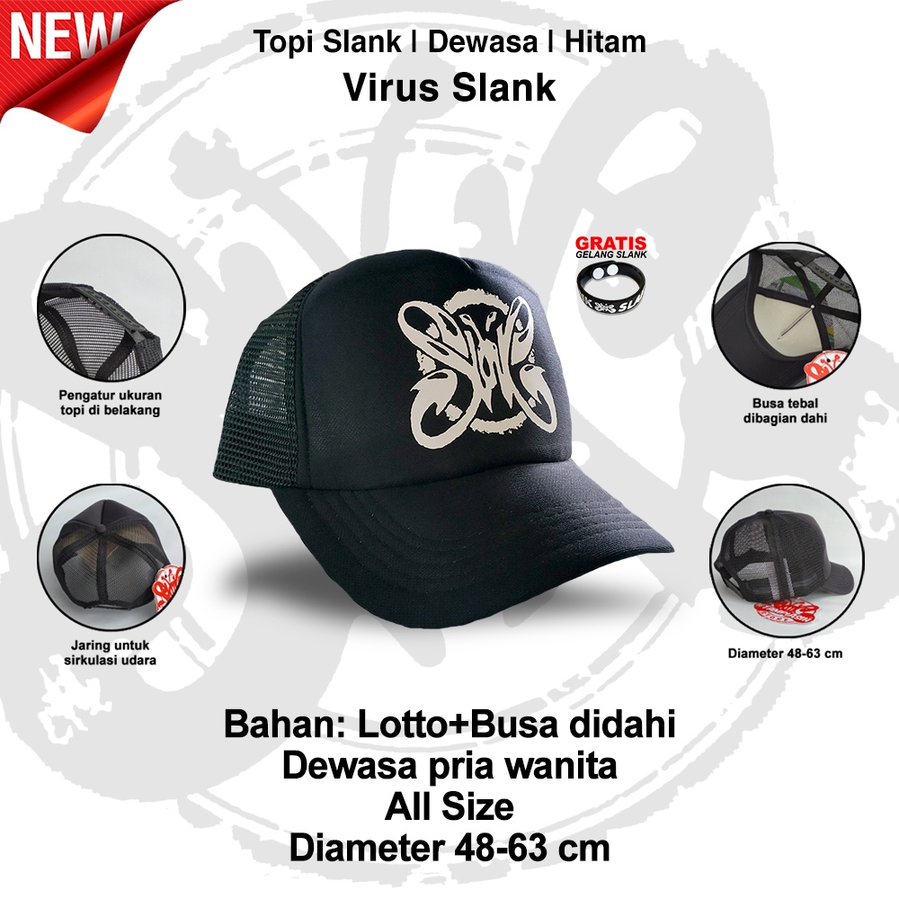 VIRUS SLANK - HITAM - TOPI SLANK - ORIGINAL MADE IN SLANKERS - TAMPIASIH SLANK STORE