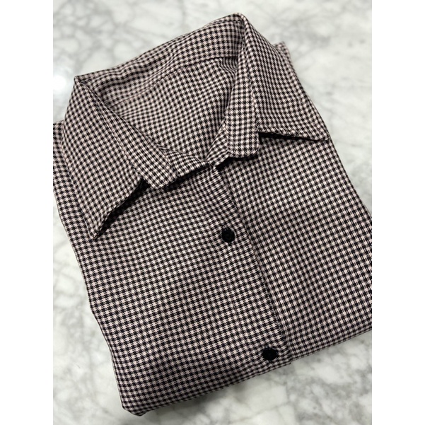 real pic kemeja houndstooth LD  110 / kemeja motif modern / K 013700