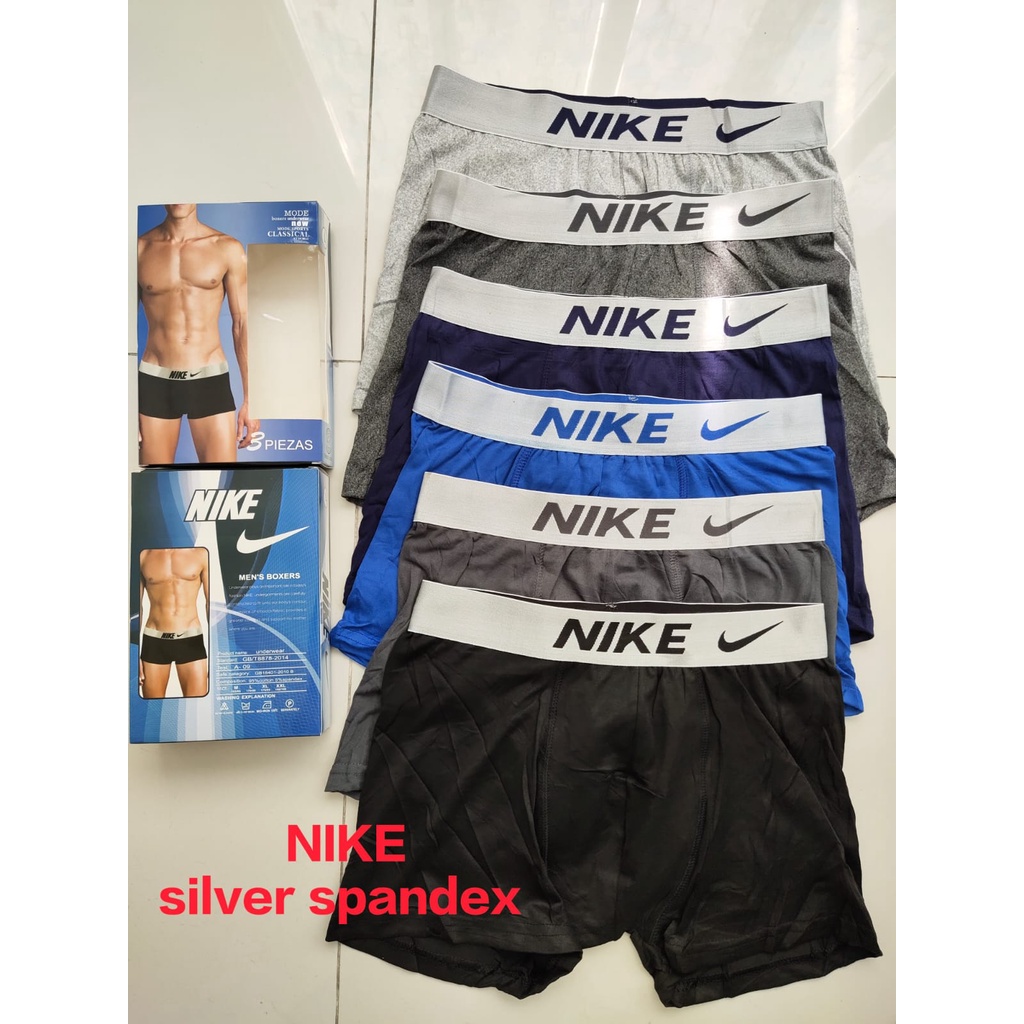 1 kotak isi 3 pcs celana dalam boxer pria / boxer pria n1ke silver