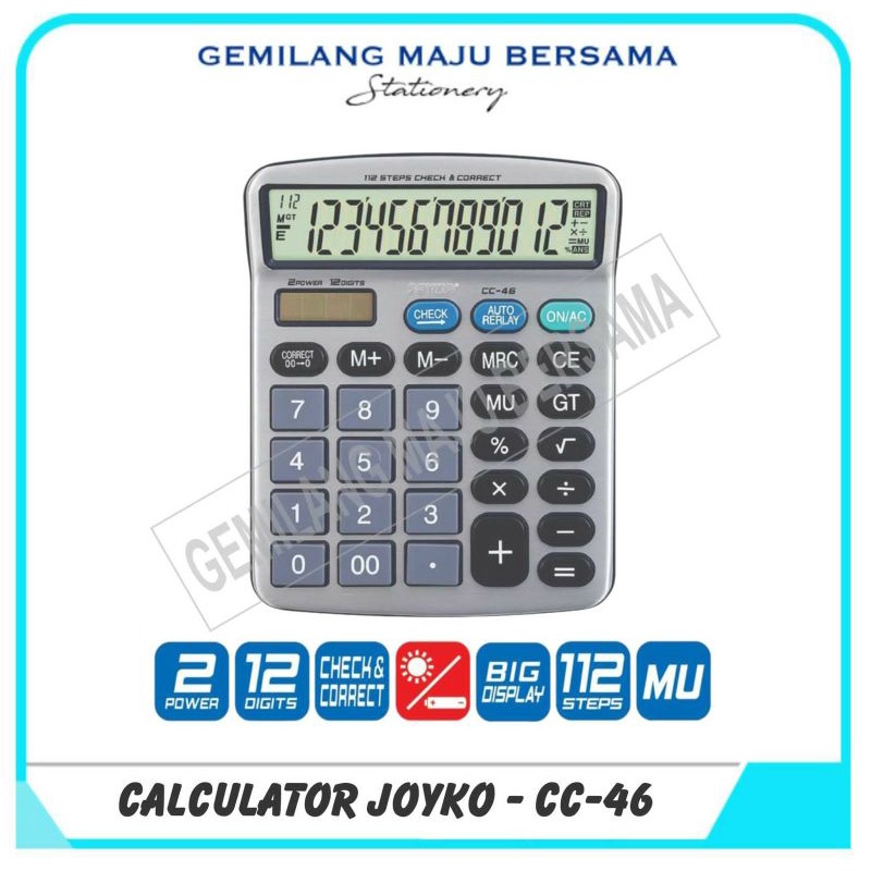 

Calculator / Kalkulator Joyko CC-46 12 Digits (Check Correct)
