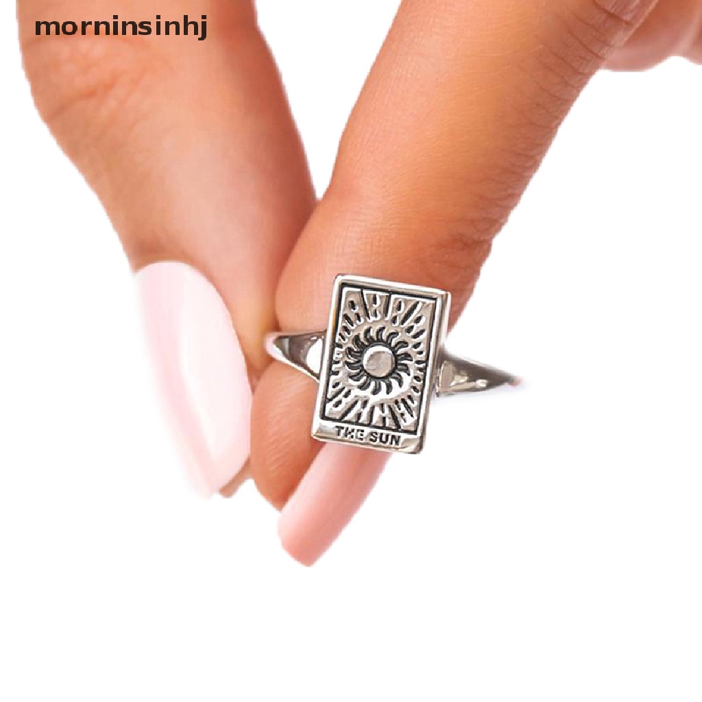 Cincin Terbuka Adjustable Model Kartu Mortarotbulanmatahari Untuk Wanita