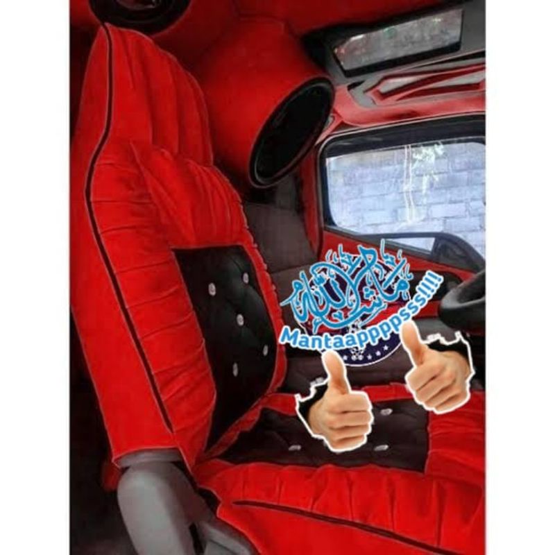 Cover jok Sofa Truk Dyna130 S warna Merah Mix hitam
