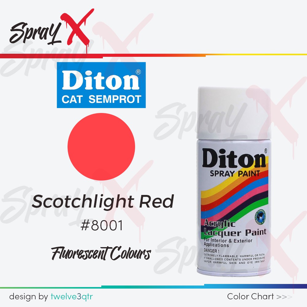 DITON SCOTCHLIGHT RED 8001 / STABILO MERAH #8001 300ML - SPRAY PAINT / PYLOX / PILOX