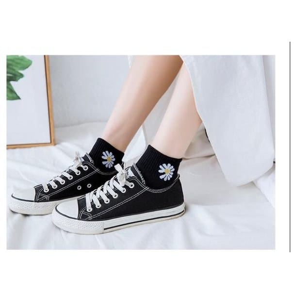 ❀ Chingu ❀ KK013 Kaos Kaki (Tanpa Kemasan) Wanita Tipis Pendek Semata Kaki Motif Bunga Fashion Korea Women Sock Import Murah