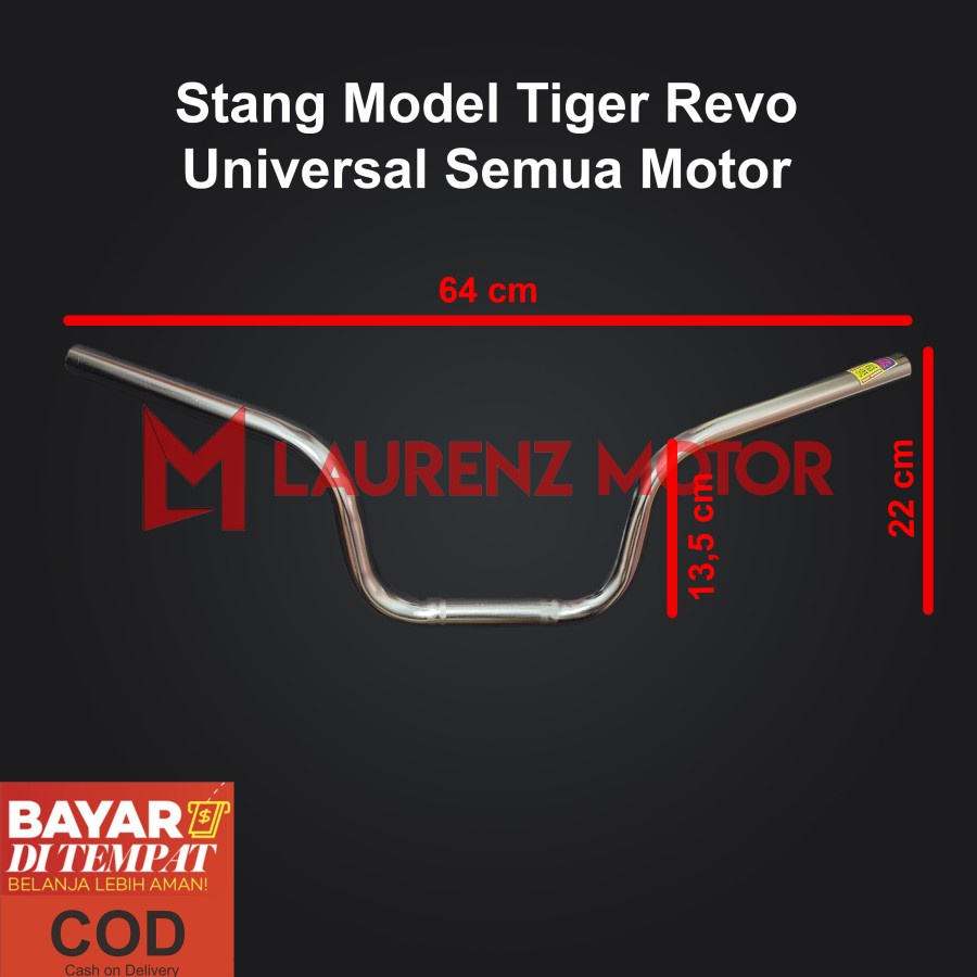 Stang Tinggi 22cm Tiger Revo Variasi Hitam Chrome