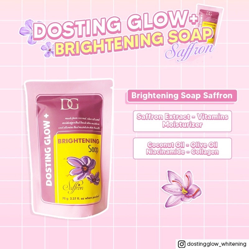 Dosting Glow Brightening Soap Saffron 70g | Sabun Whitening Perawatan Kulit Safron Dosting Glow (✔️B
