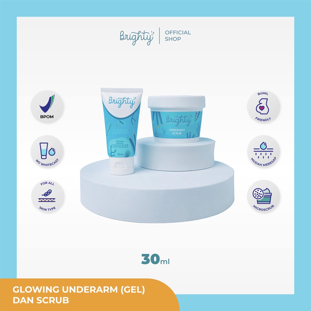 BRIGHTY Glowing Underarm x Underarm Scrub / Krim Pencerah Ketiak / Cream Scrub Pencerah Lipatan Gelap
