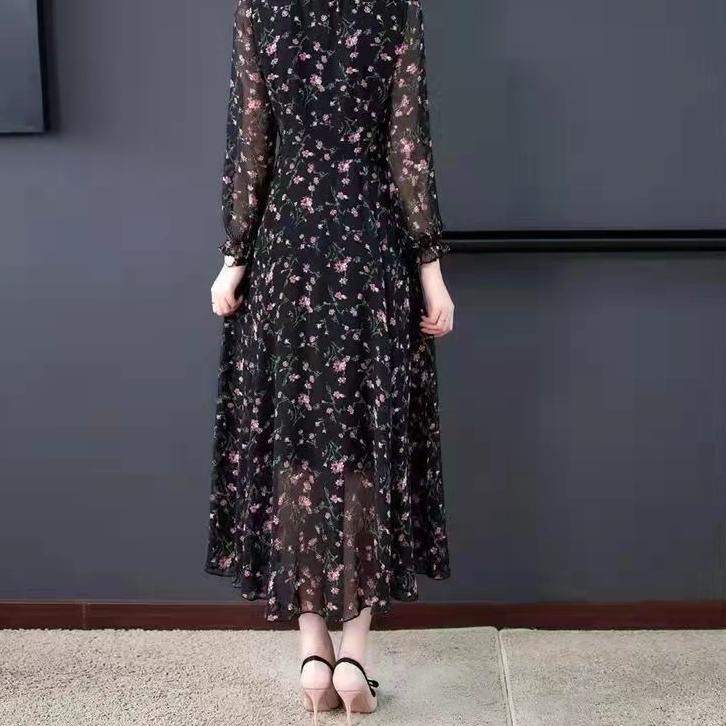 Harga Bersahabat.. 2022 baru gaun panjang sifon floral bottoming gaya Korea/korea dress