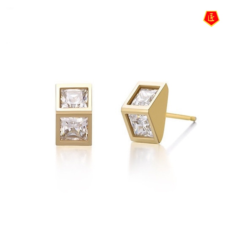 [Ready Stock]Korean Style Fashion Triangle Silver Stud Earrings