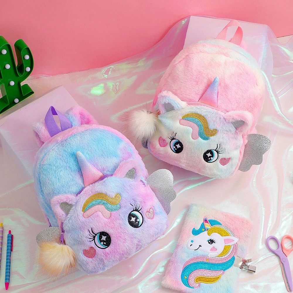 Tas ransel bulu kucing caticorn kitty unicorn tas sekolah anak PAUD TK  kado ultah anak perempuan import berkualitas Tas kucing bulu ransel kucing lucu birthday gift Tas Blingberry import tas blingberry grosir