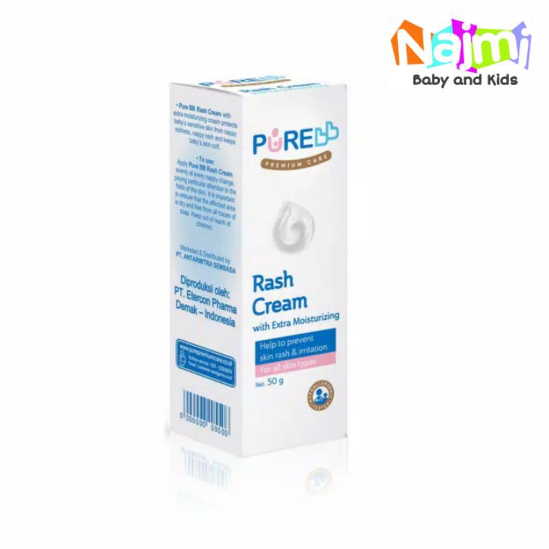 PureBB Pure BB Baby Rash Cream 50gr Krim untuk iritasi kulit sensitif bayi