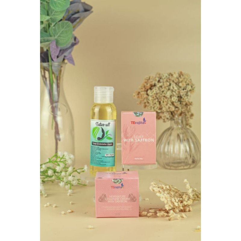 

PROMO soap saffron+cream saffron+Toner rose/apel UTEskincare