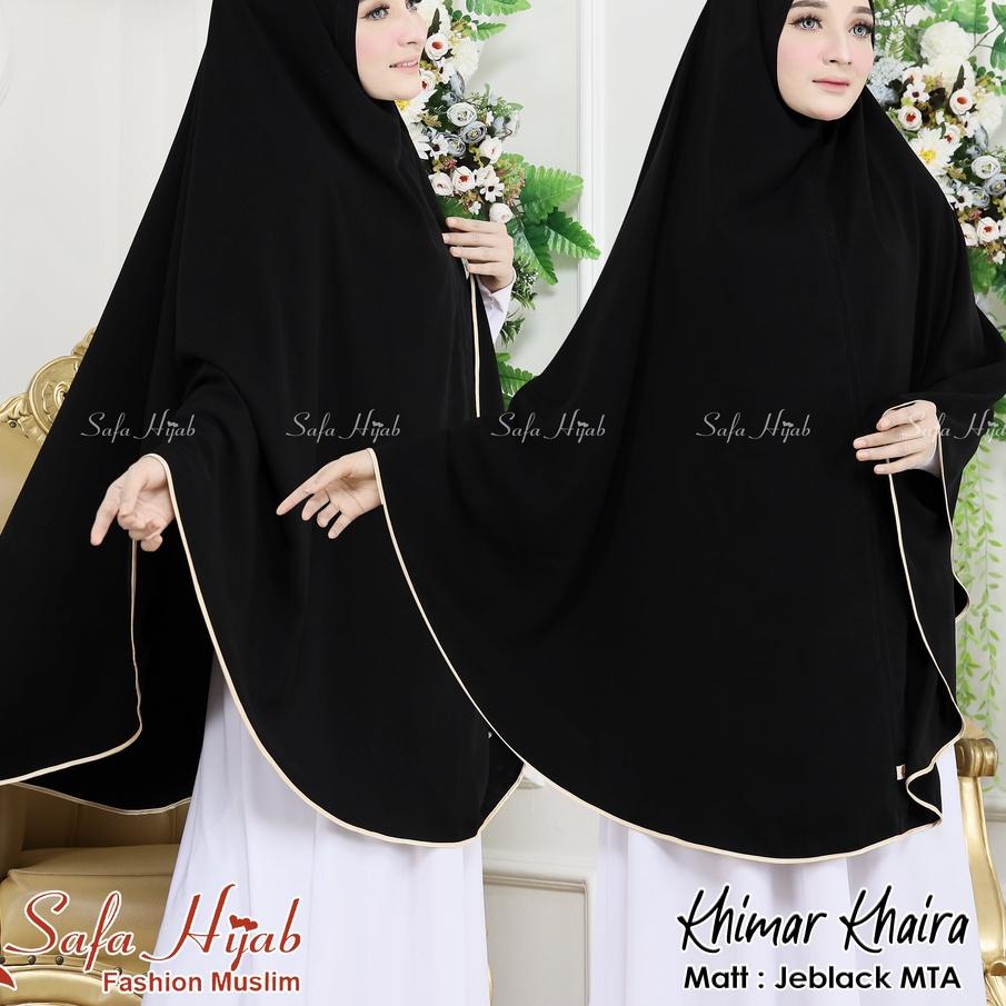 ♠ Khimar Syari Jetblack MTA Khimar Khaira list pita warna/polos super cantik pet dan non pet Jilbab 