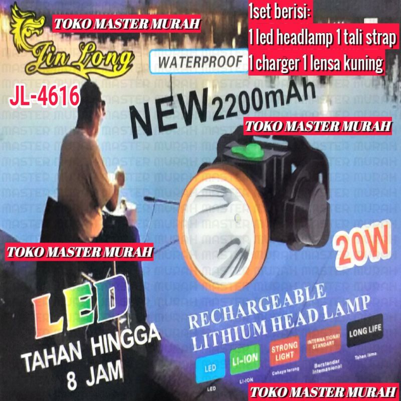 Senter Kepala LED 20watt Cas Rechargeable Headlamp