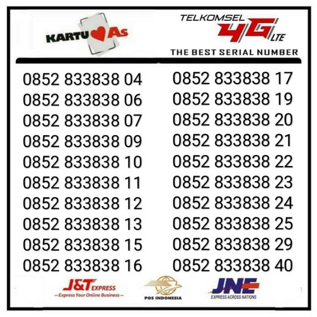 Nomor Cantik Telkomsel Kartu As 833838 xx