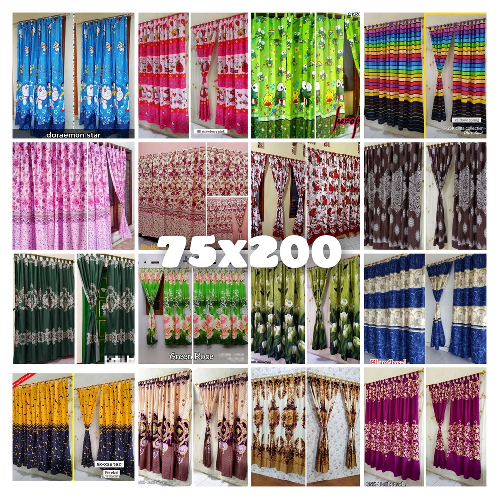 GORDEN PINTU KARAKTER KAMAR TIDUR MURAH | TIRAI GORDEN JENDELA KAMAR TIDUR DORAEMON HELLO KITTY GRAT