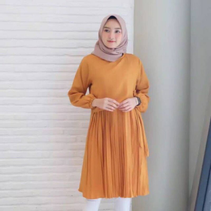 [ BISA COD ] TUNIK INES PLISKET FIT TO L