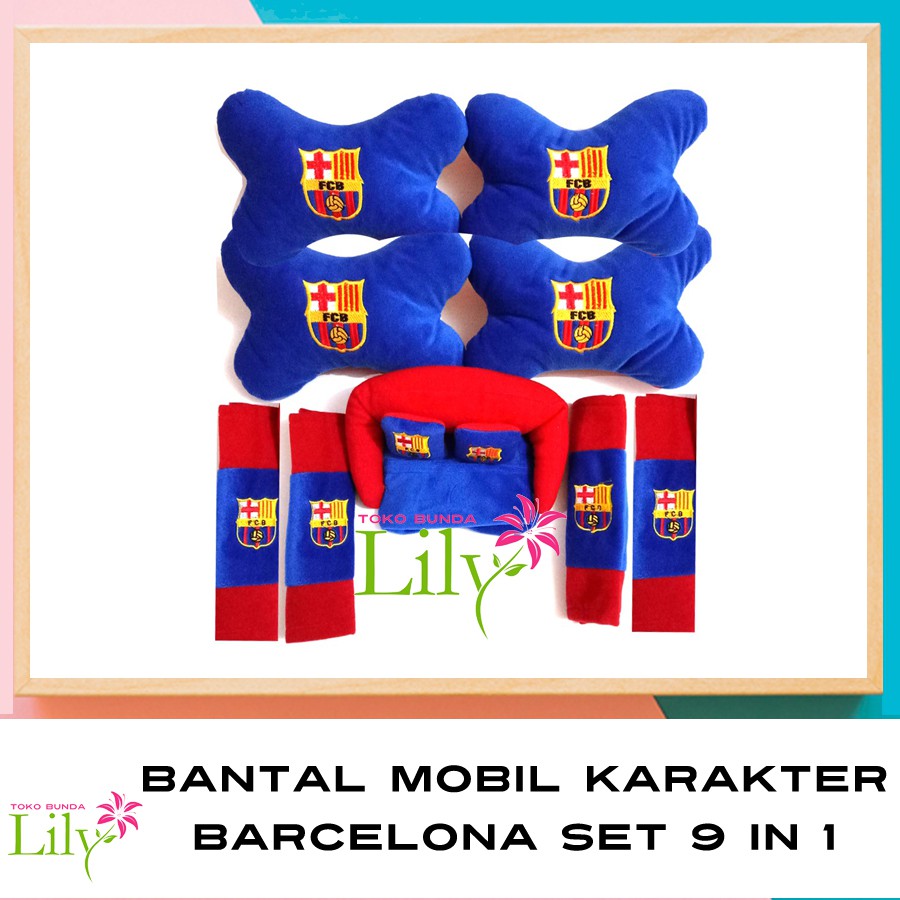 BANTAL MOBIL CLUB BOLA BARCELONA SET 9 PCS