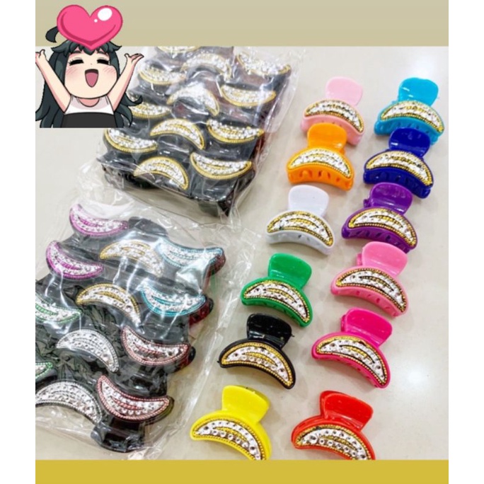 [12Pcs] Jedai Sabit Mutiara Warna 2.5cm / Jepit Poni Model Sabit Permata