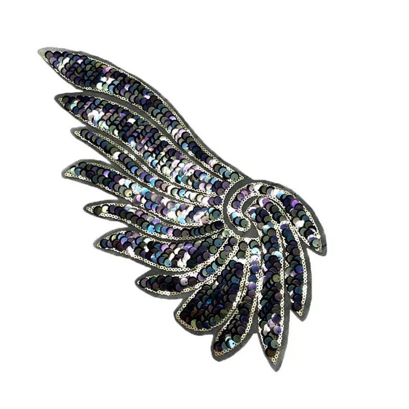 Wing Sequins Embroidery Patch, Aplikasi Sayap Payet