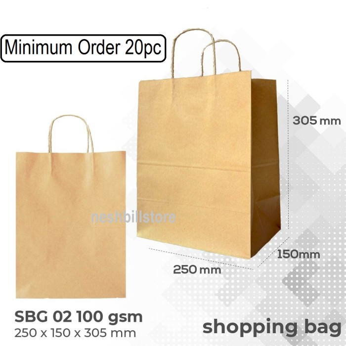 

PROMO PAPER BAG/SHOPPING BAG COKLAT SB250 P 25 x L 15 x T 30.5cm (MIN 12PC)