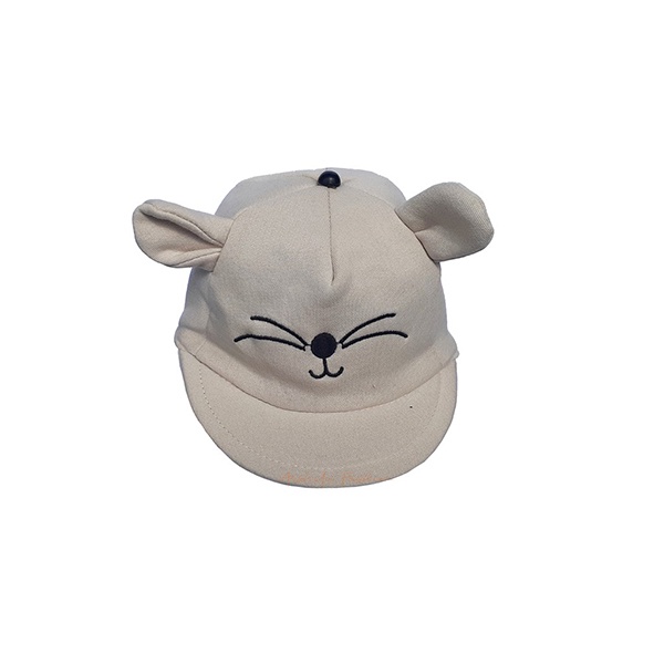 Topi Baseball Bayi Laki Laki Perempuan 0 - 12 Bulan 6 Bulan Baru Lahir Topi Anak Bayi Karakter Kucing Lucu Murah Topi Bayi Cowok Cewek-Krem