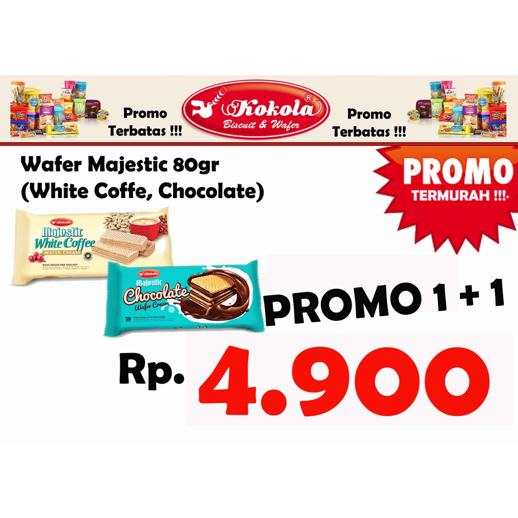 

Wafer Majestic 80gr Kokola (Chocolate, White Coffe) PROMO 1+1