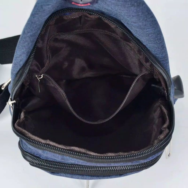 Tas Pria - Tas Selempang Dada Pria Kain Free USBmport 7150-2