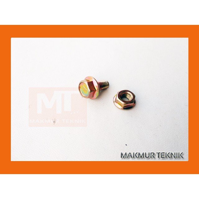 Baut mur Flange Bolt M6x12 paket 16 pcs