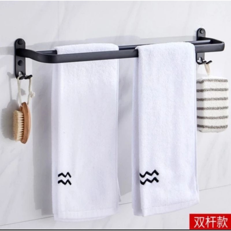 gantungan handuk alumunium hitam gantungan kamar mandi dinding
