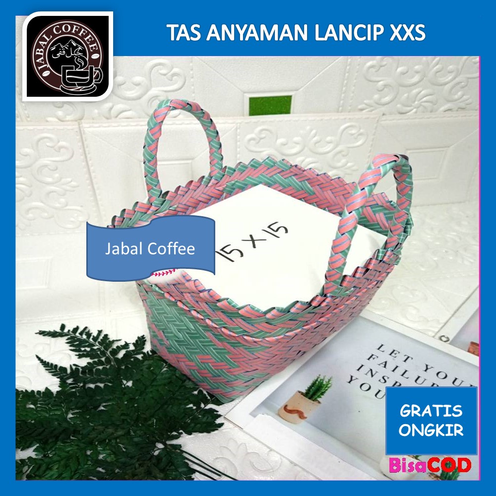 Tas Anyaman Plastik Kotak Murah / Tas Anyaman Plastik XXS Ukuran 20 x 10 x 20 Cm Motif Lancip / Tas Belanja Anting