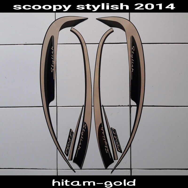 striping stiker motor scoopy stylish 2014 hitam gold