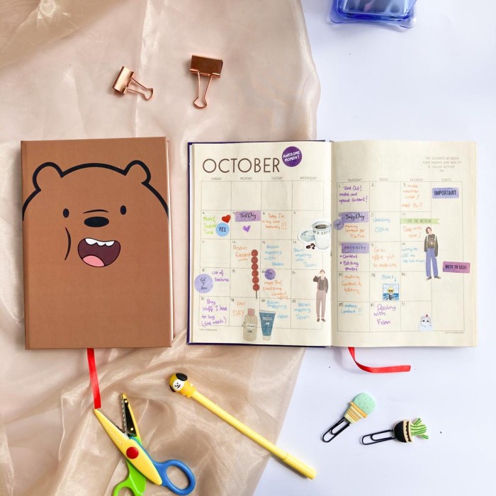 

(BISA COD) Notebook Agenda Journal, Polos dan Dotted Grizzly We Bare Bear - A5 Hard Agenda