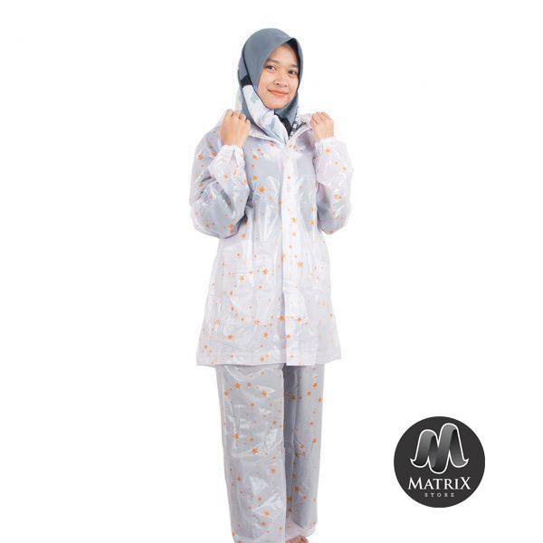 Setelan Jas Hujan Wanita Motif - Jas Hujan Wanita - Jas Hujan Karet - Mantel Hujan - Jas Original
