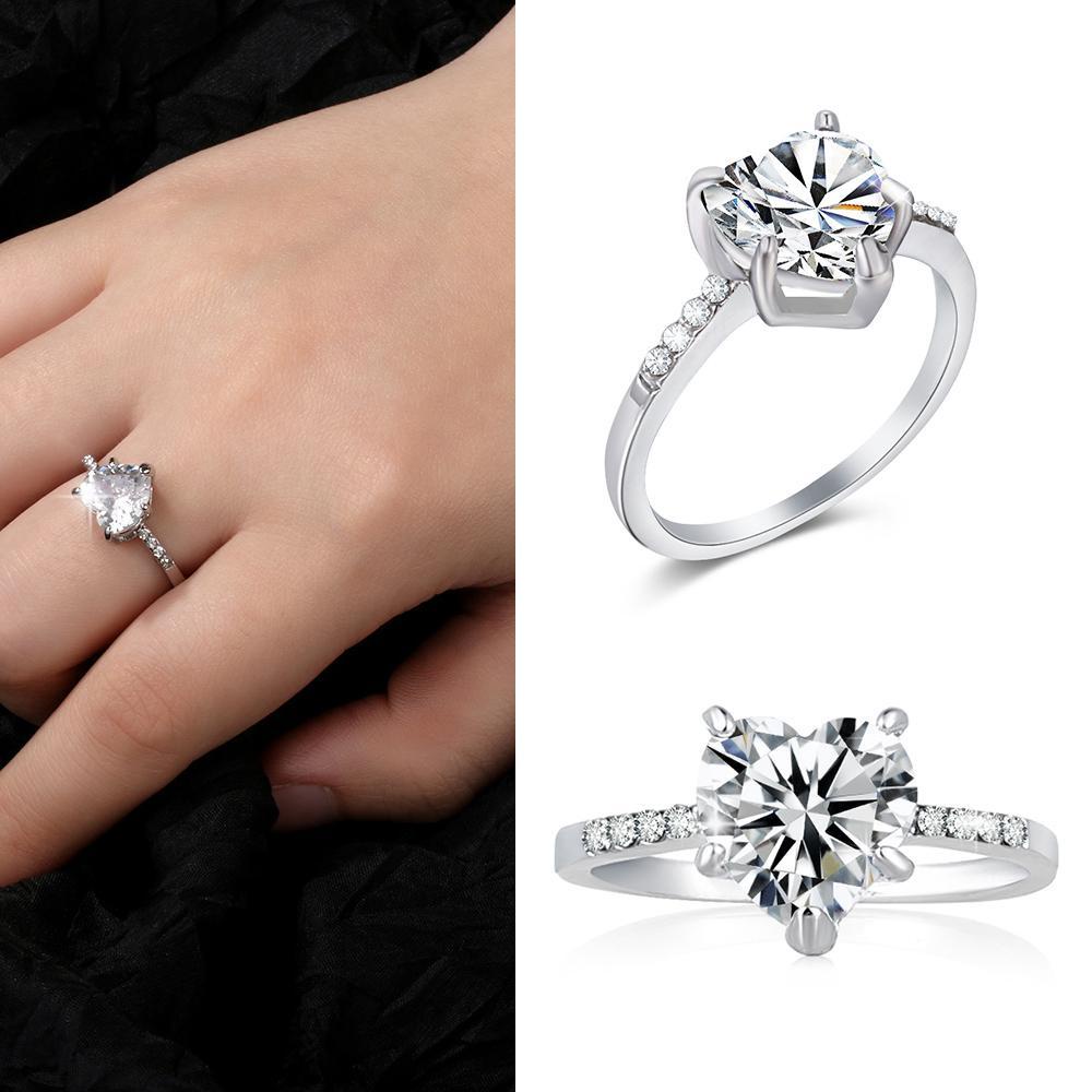 Lily Heart Ring Fashion Perhiasan Pernikahan Mewah Safir Putih