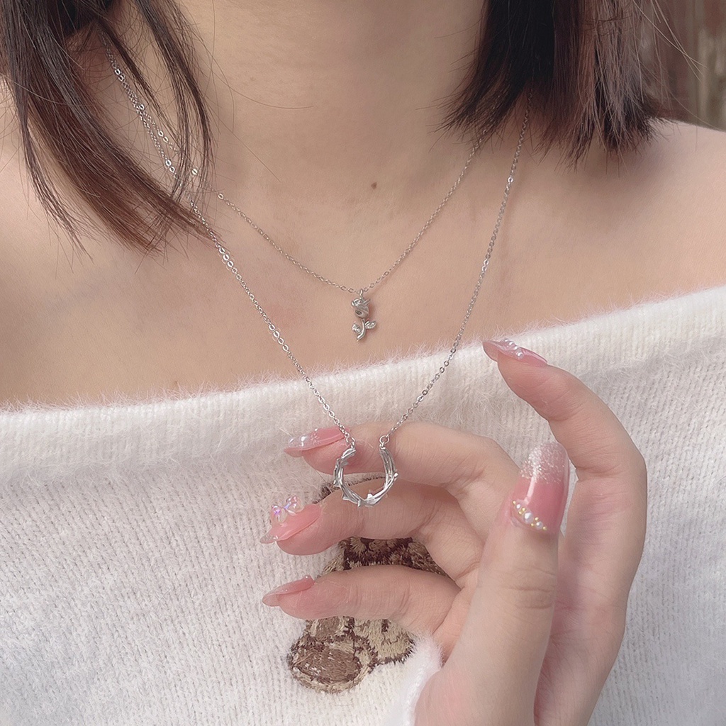 Hu Hu Hu Hu Hu Alat Bantu Pasang Kacamata♡ Kalung Liontin Bunga Mawar Bahan Tembaga Anti Karat Untuk Hadiah Ulang Tahun