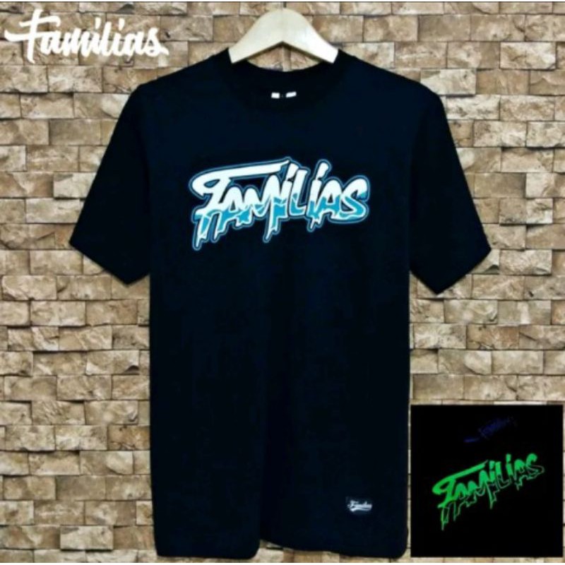 kaos distro Familias glow in the dark kaos murah kaos pria size M L XL