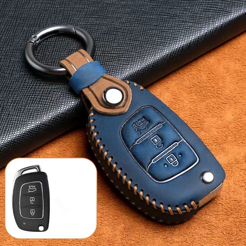 Casing Kunci Remote Mobil Hyundai Elantra / Tucson / Ioniq / I30 / I40 Keyless Bahan Kulit Crazy Horse