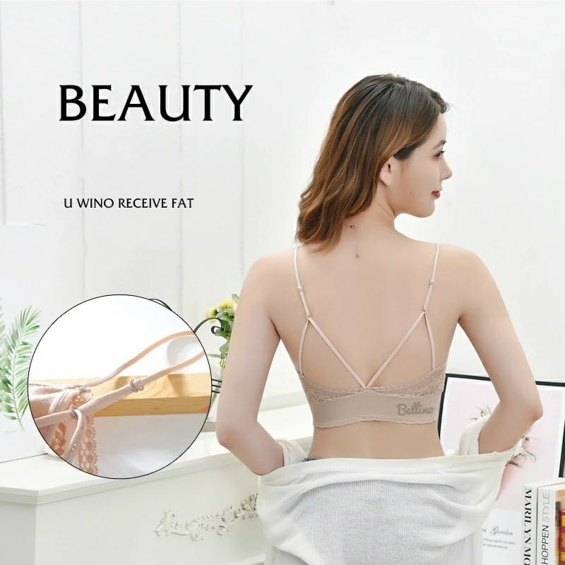 Bralette Lace Renda Pads With Cup Busa Korea Lingerie Sexy Tanpa Kawat Tanpa kait Belakang SYY-3