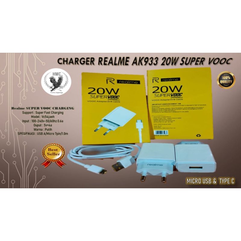 TARAVER CHARGER REALME 20W AK 933 TIPE C