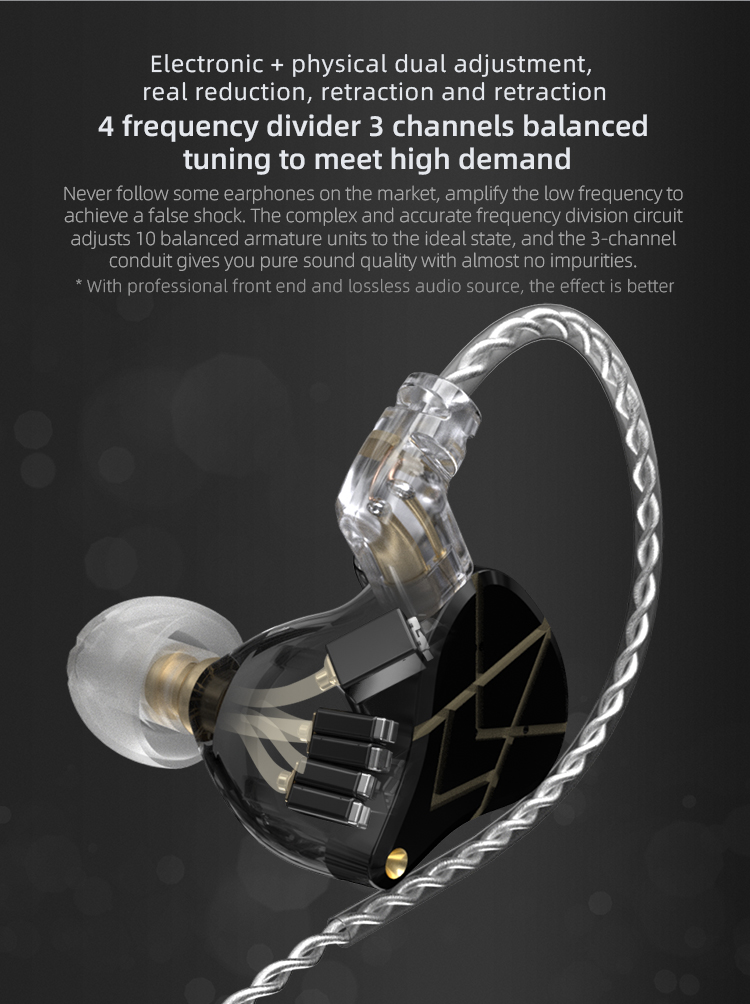 KZ ASX 20BA Units HIFI In Ear Earphone Bass DJ Monitor Earbuds Noise Cancelling Headphone