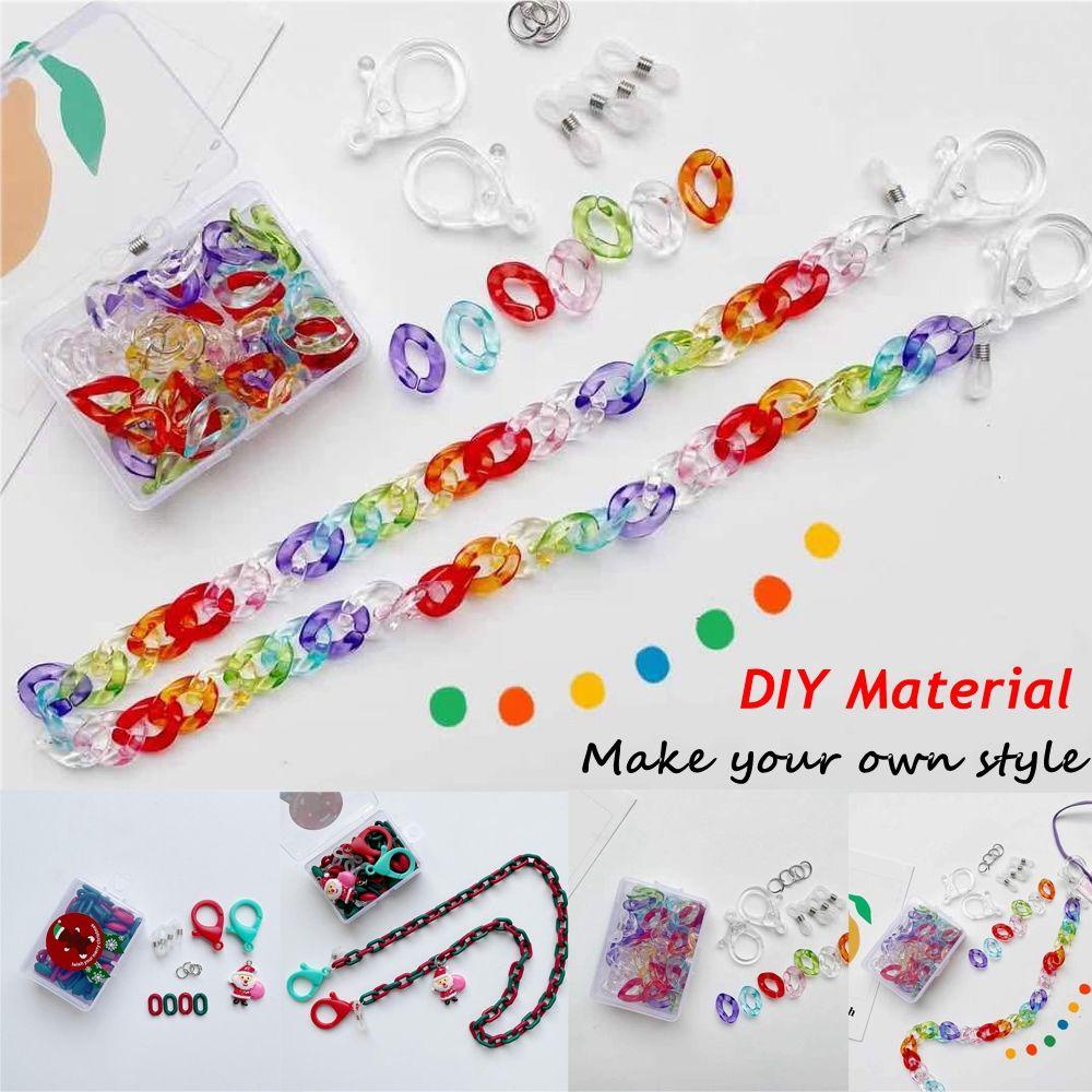 Lily DIY Bahan Wanita Pria Multi-Fungsi Resin Akrilik Santa Claus Kacamata Kalung Tali Leher Neckband Lanyard Kacamata