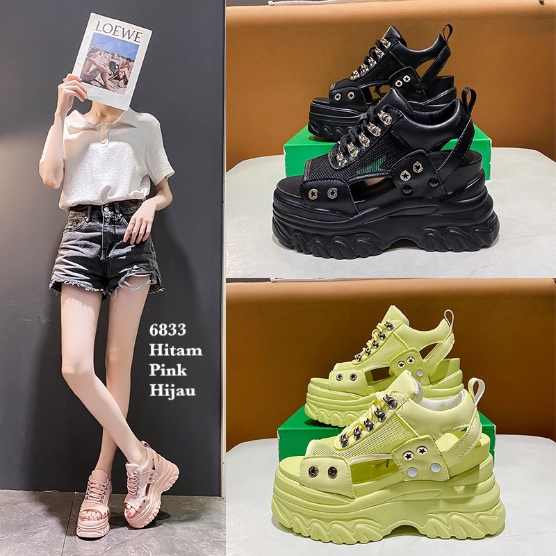 SANDAL WEDGES WANITA  FASHION KOREA 6833