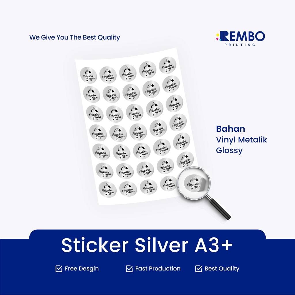 Stiker Silver / Metalik BULAT / KOTAK A3+ Label Produk &amp; Online Shop