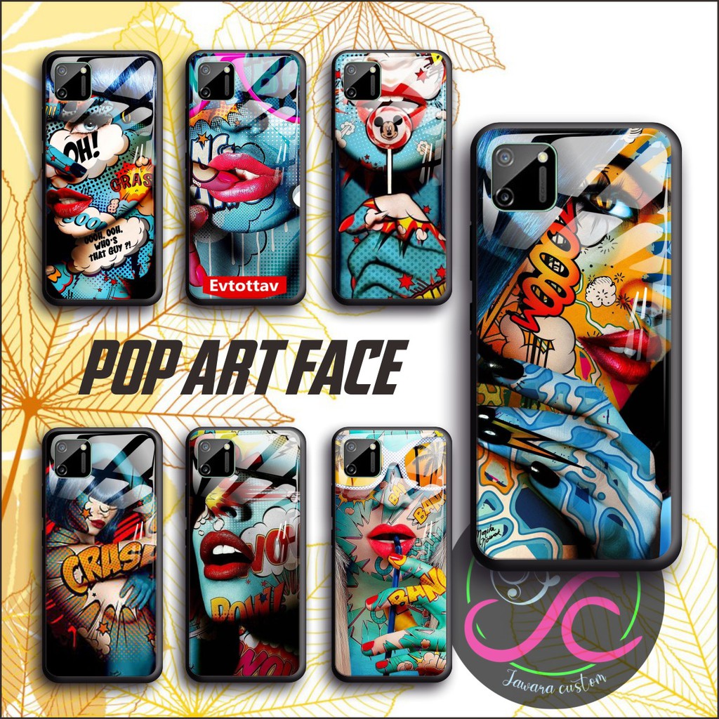 JW Case Gambar pop art face back case glass iphone 5g 6g