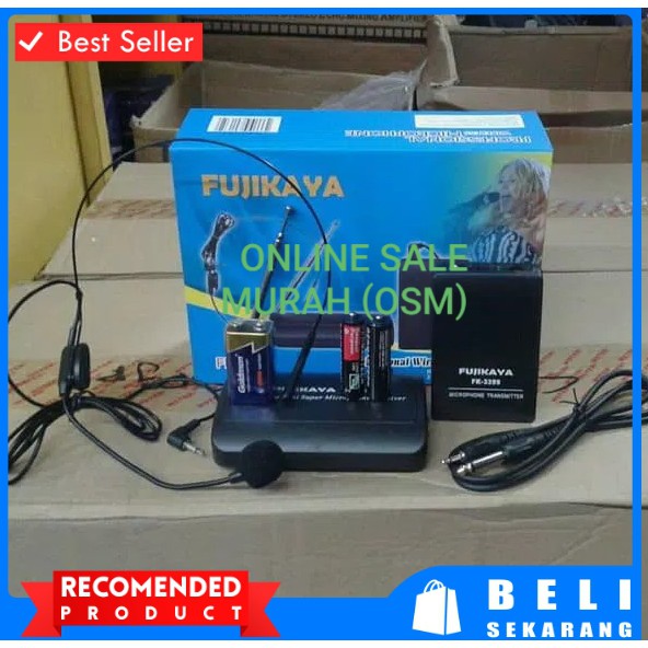 Original fujikaya Mic Wireless Single headset bando mik wireles pro karaoke mikrophone microphone audio sound vokal vocal professional panggung dj studio  ORIGINAL 100% GARANSI 1 TAHUN Microphone Wireless Single.  Mic Wireless FUJIKAYA FK-3399 Headset+Jep