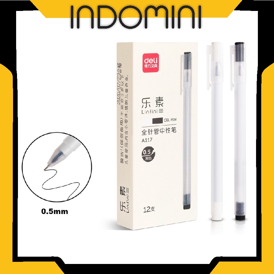 

INDOMINI S015 Gel Pen Pulpen Gel Tinta Hitam 0.5mm Desain Unik